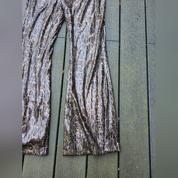 Anthropologie Sequin Snake Python Wide Leg Pants - Picture 9 of 13